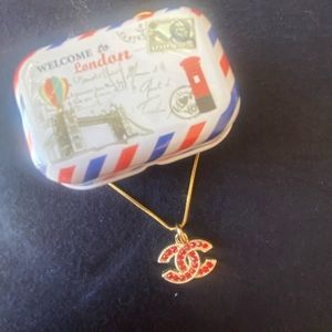 18inch gold plated necklace repurposed channel zipper tag